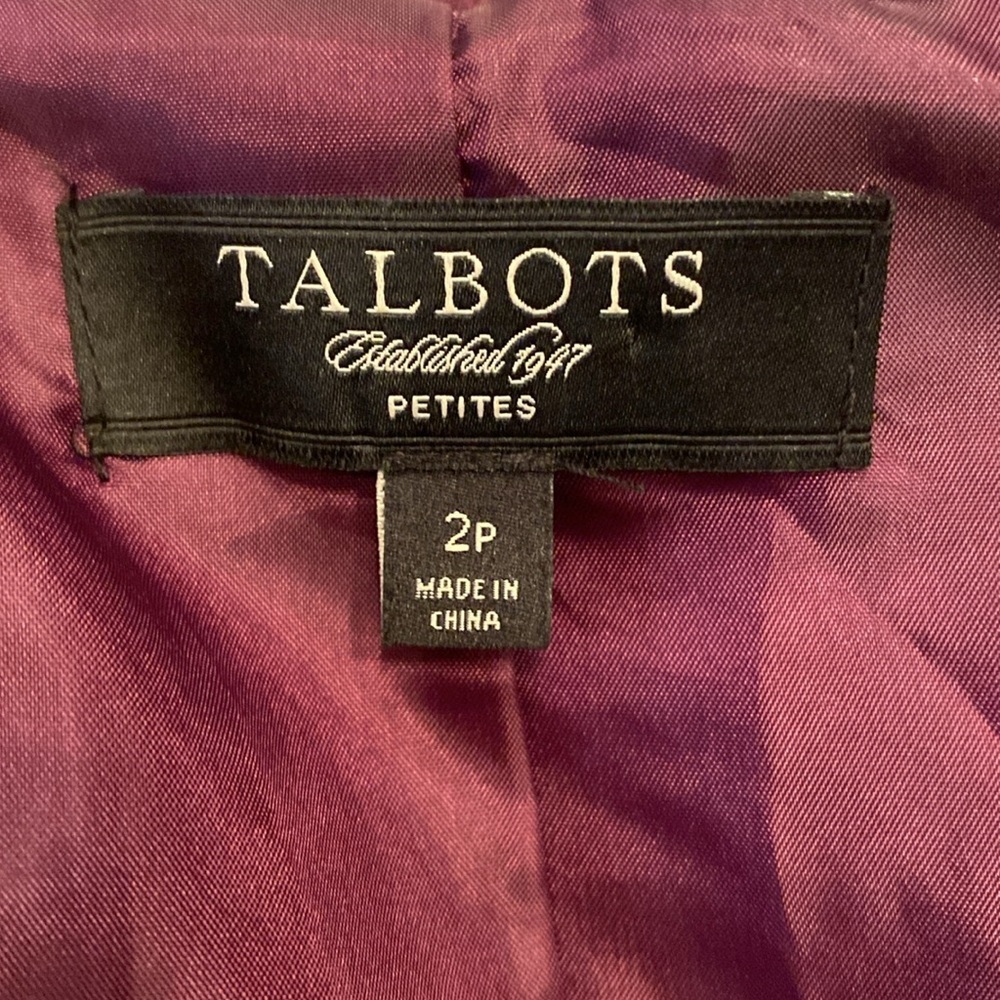 Talbots Petites Grape Purple Festive Velvet Blazer Jacket Sz 2 P - Picture 10 of 12